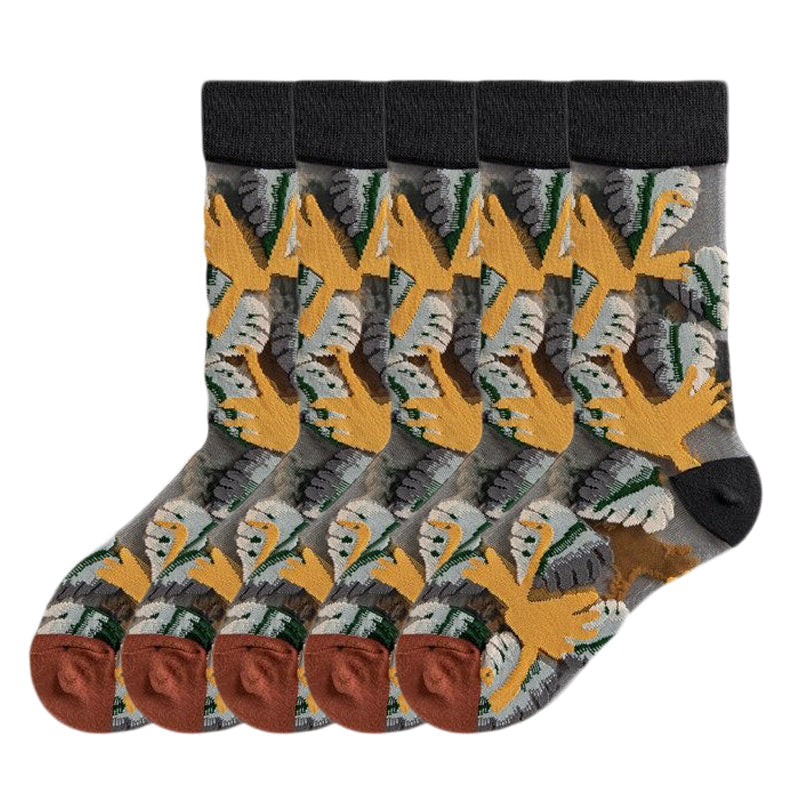Anyfootwear 5 Pairs Light Grey Size 5-9 Sock Harajuku Crystal Silk Tide Socks With Flower Vines Comfortable To Wear Prefect For Women