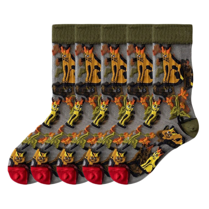 Anyfootwear 5 Pairs Army Green Size 5-9 Sock Harajuku Crystal Silk Tide Socks With Flower Vines Comfortable To Wear Prefect For Women