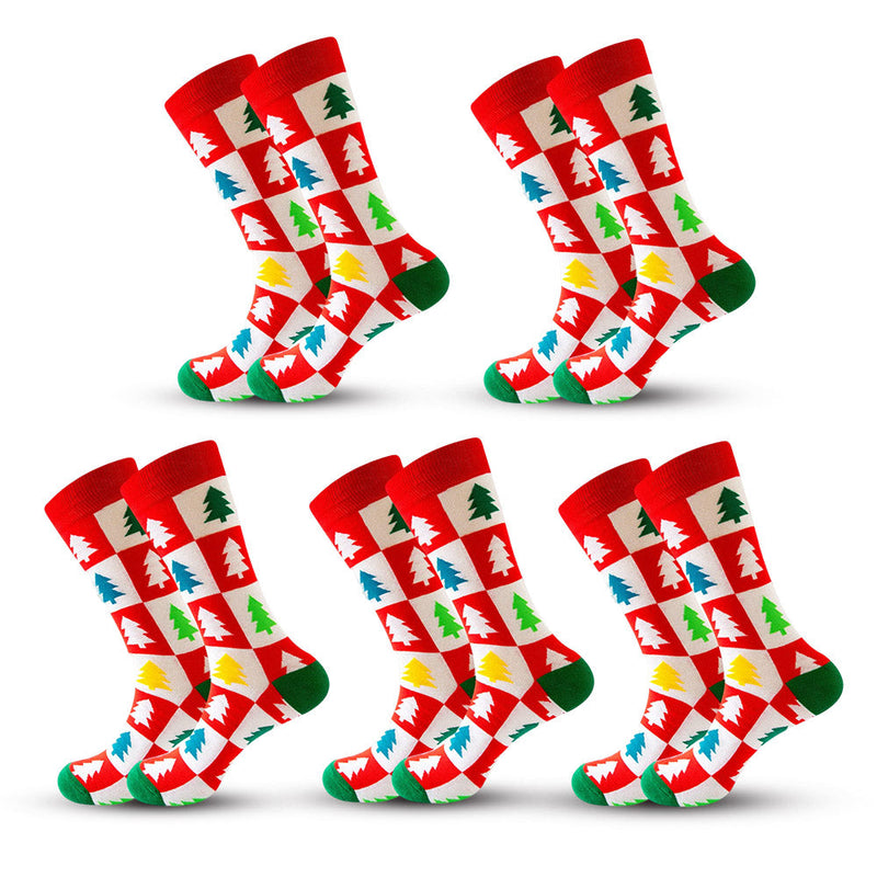 Anyfootwear 5 Pairs Yellow Red Size 5-13 Socks Crystal Silk Tide Winter Holiday Design Plus Snowflake Stocking Comfortable To Wear Perfect For Women