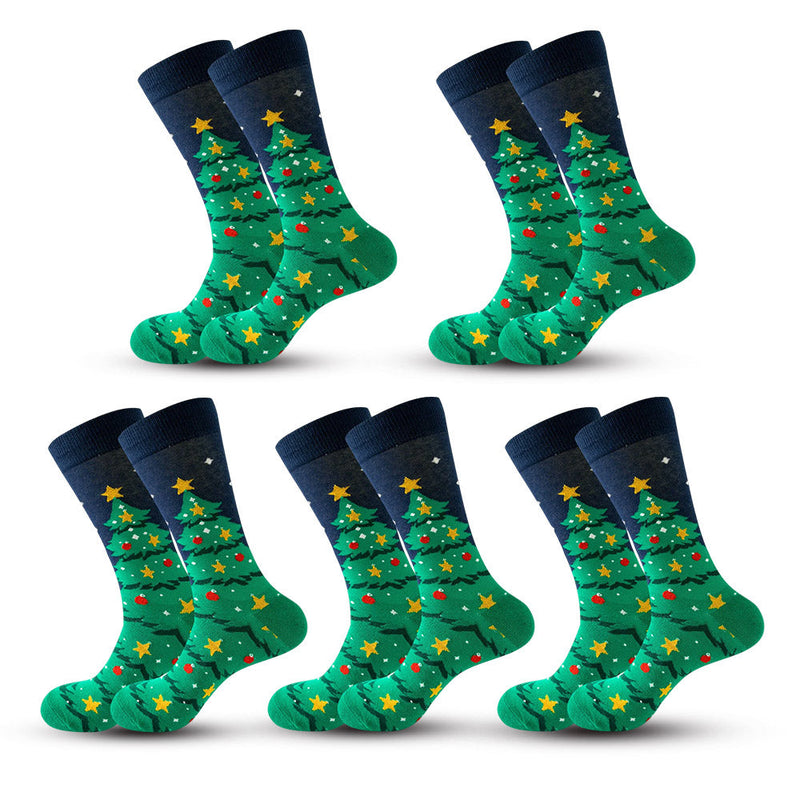 Anyfootwear 5 Pairs Green Blue Size 5-13 Socks Crystal Silk Tide Winter Holiday Design Plus Snowflake Stocking Comfortable To Wear Perfect For Women