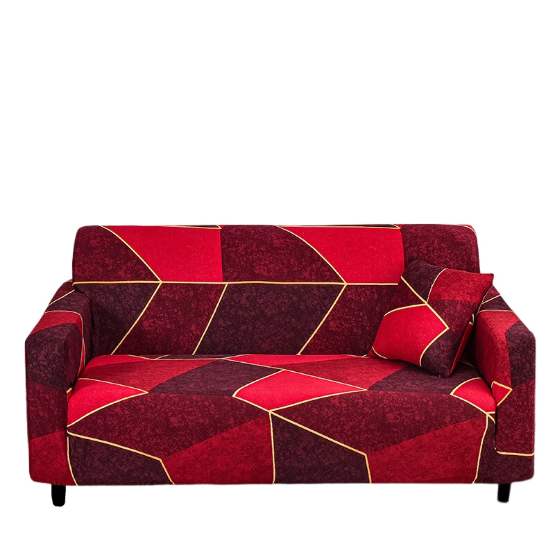 Anyseat 4 Seater Sofa Cover Red Geometric Style and Protection For Living Room Sofa Chair Elastic Stretchable Slipcover