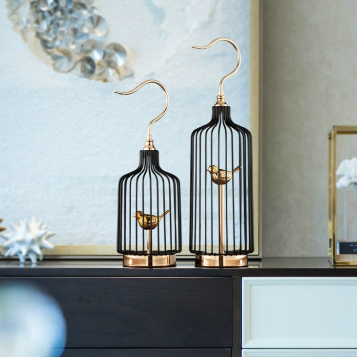 ANYHOUZ 52cm Golder Handle Birdcage Tabletop Home Decor Modern Art Living Room Display House Decorative Crafts Metal Ornaments