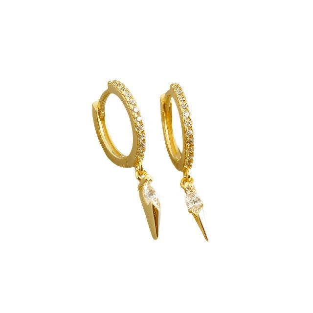 ANYCO Earrings Gold Plated Bohemian Geometric White Zircon Hanging Tassel Stud For Women Girl Teen Fine Fashion Stylish Accessories Jewelry Gifts