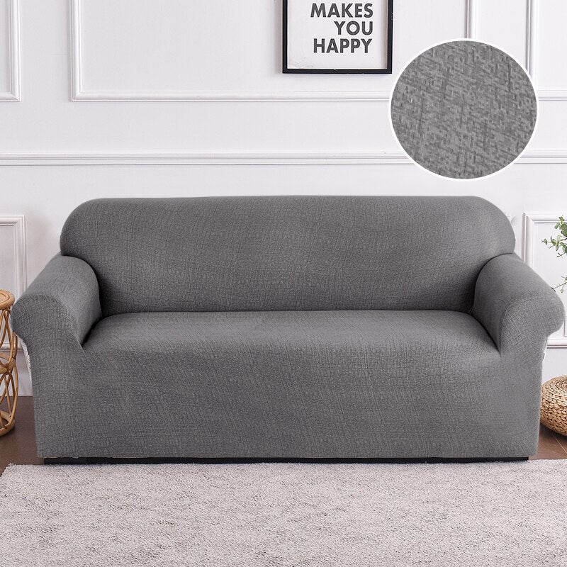 Anyseat 3 Seater Sofa Cover Solid Gray Style and Protection For Living Room Sofa Chair Elastic Stretchable Slipcover