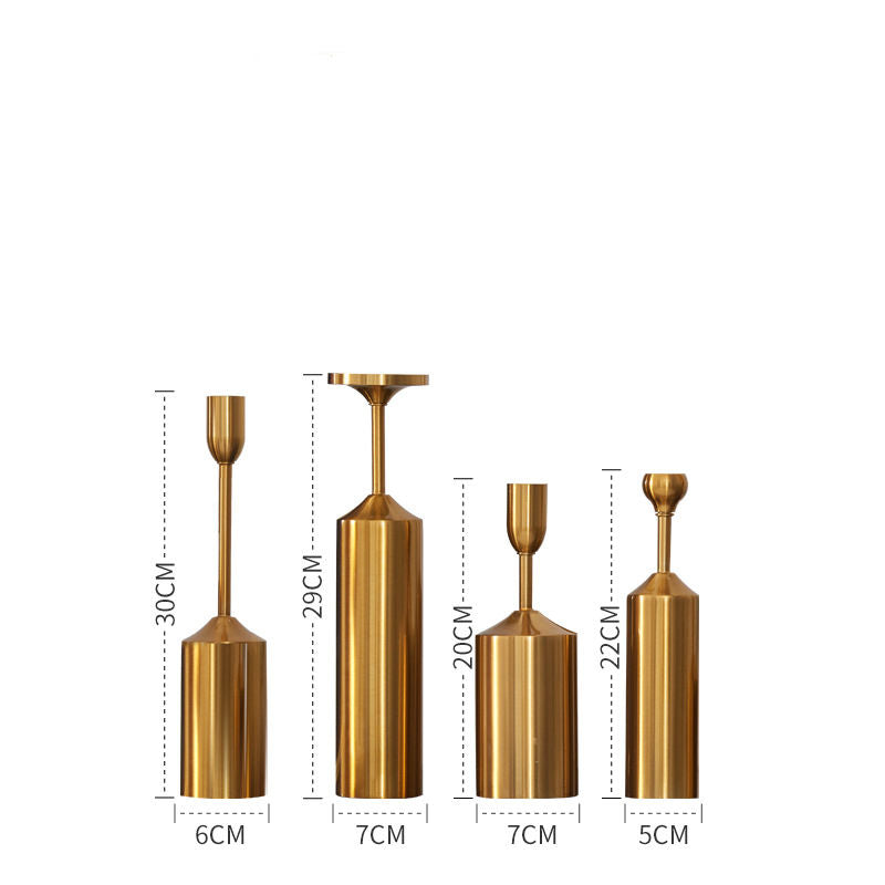 ANYDECO 6pc Luxury Gold Metal Candle Holder Tabletop Home Decor Modern Art Living Room Display House Decorative Crafts Metal Ornaments