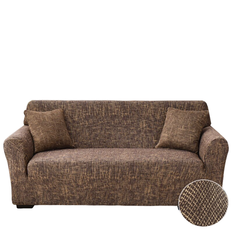 Anyseat 4-Seater Sofa Cover – Plain Brown Style Slipcover for Living Room Chair Protection