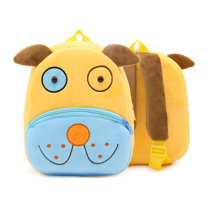 ANYKIDZ 3D Yellow Dog Kids School Backpack Cute Cartoon Animal Style Children Toddler Plush Bag Perfect Accessories For Boys and Girls