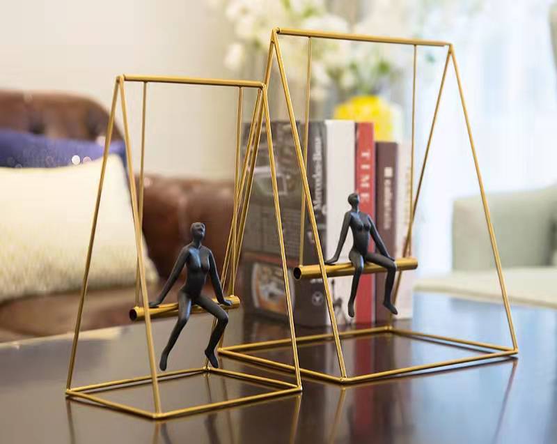 ANYHOUZ 37cm Swing Furnishing Articles Tabletop Home Decor Modern Art Living Room Display House Decorative Crafts Metal Ornaments
