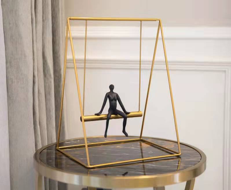 ANYHOUZ 37cm Swing Furnishing Articles Tabletop Home Decor Modern Art Living Room Display House Decorative Crafts Metal Ornaments