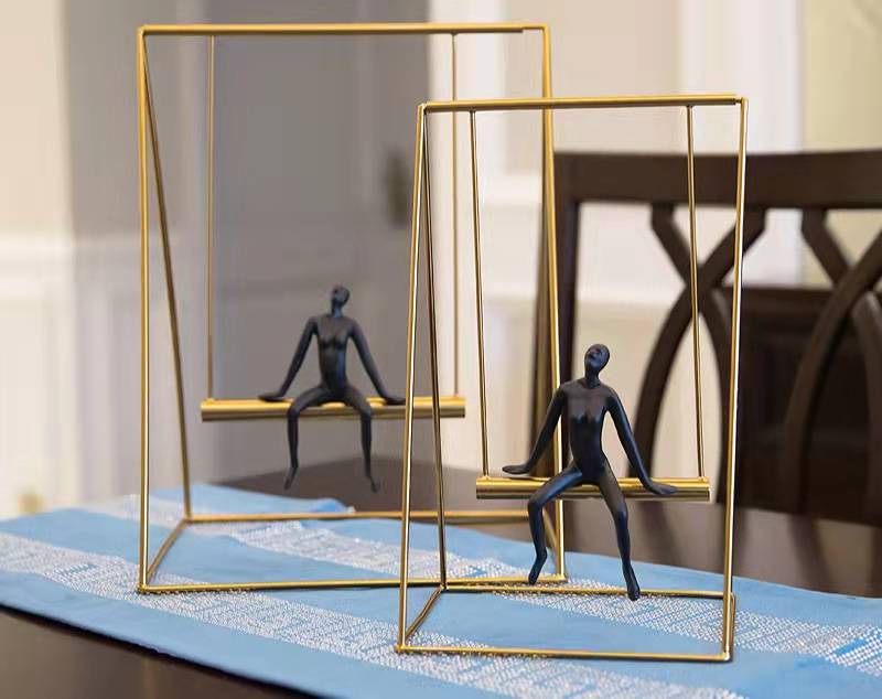 ANYHOUZ 37cm Swing Furnishing Articles Tabletop Home Decor Modern Art Living Room Display House Decorative Crafts Metal Ornaments