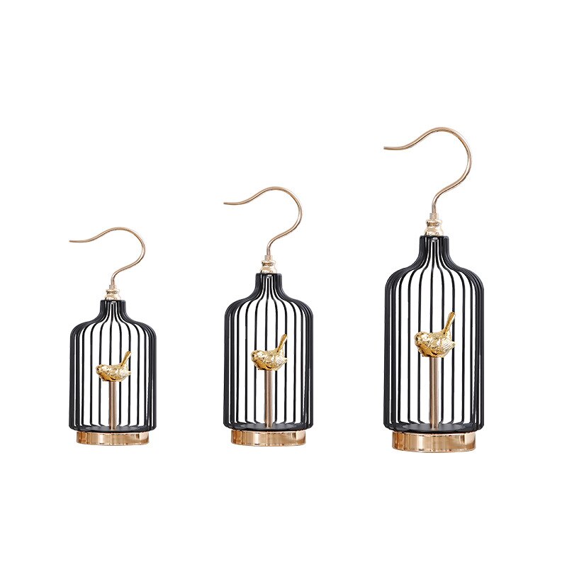 ANYHOUZ 52cm Golder Handle Birdcage Tabletop Home Decor Modern Art Living Room Display House Decorative Crafts Metal Ornaments