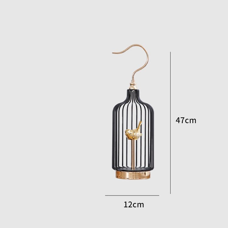 ANYHOUZ 47cm Golder Handle Birdcage Tabletop Home Decor Modern Art Living Room Display House Decorative Crafts Metal Ornaments