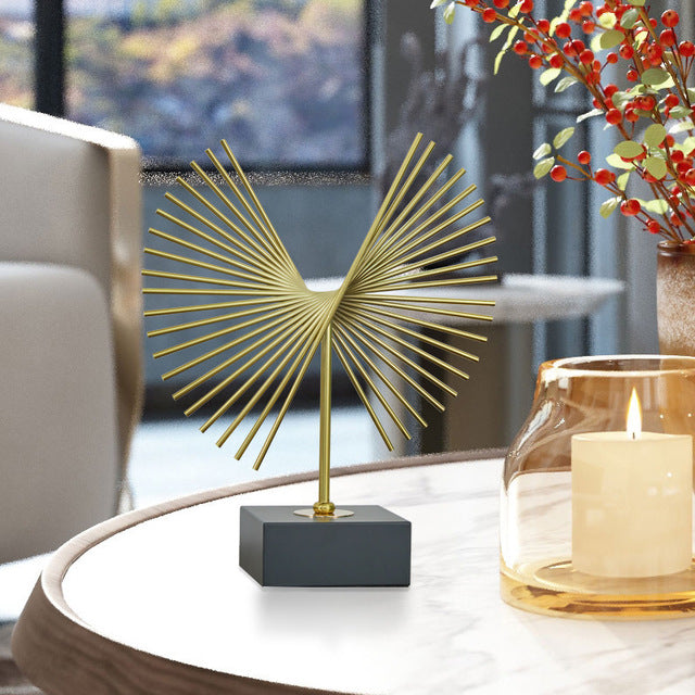 ANYHOUZ 27cm Luxury Gold Metal Tabletop Home Decor Modern Art Living Room Display House Decorative Crafts Metal Ornaments