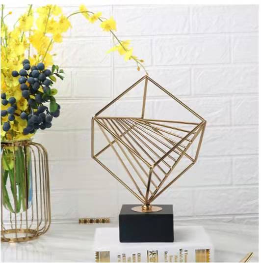 Anyhouz 40cm Rubik Cube Tabletop Home Decor Metal Ornaments with Marble Base