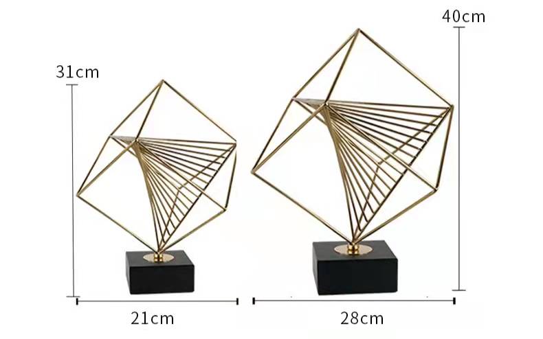 Anyhouz 40cm Rubik Cube Tabletop Home Decor Metal Ornaments with Marble Base