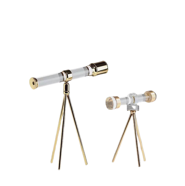 ANYHOUZ 13*28.5*30cm Modern Crystal Telescope Sculpture Tabletop Home Decor Modern Art Living Room Display House Decorative Crafts Metal Ornaments