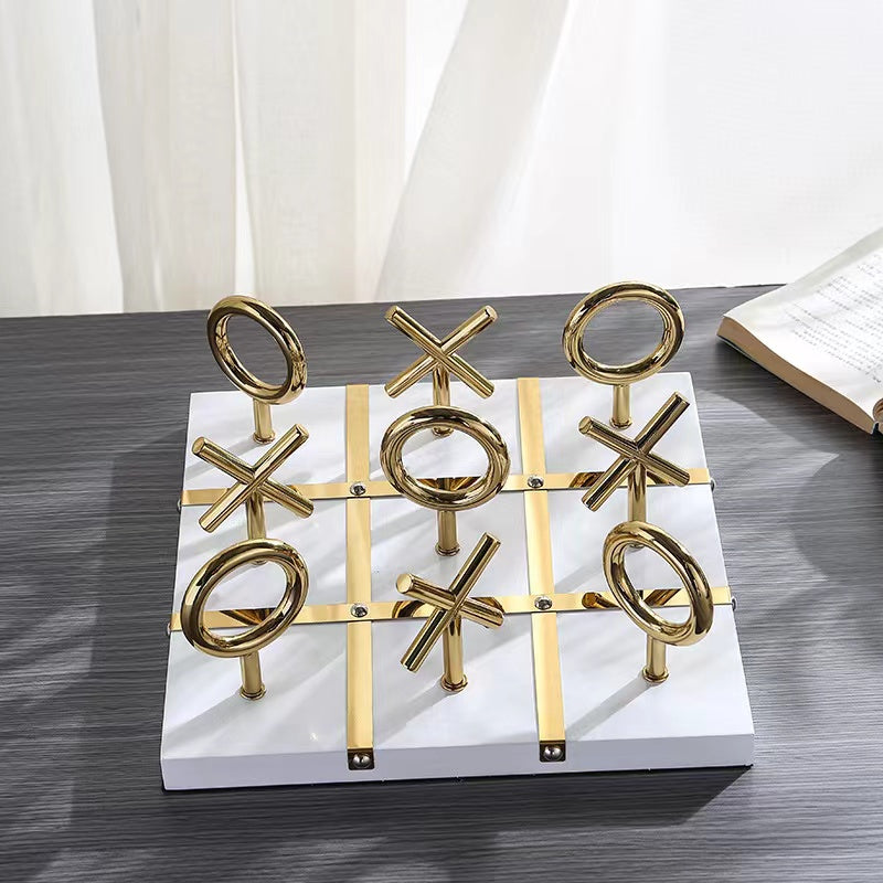 ANYHOUZ Gold and White Metal XO Board Tabletop Home Decor Modern Art Living Room Display House Decorative Crafts Metal Ornaments