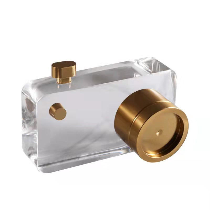 ANYHOUZ 17cm Crystal Camera Modern Desk Tabletop Home Decor Modern Art Living Room Display House Decorative Crafts Metal Ornaments