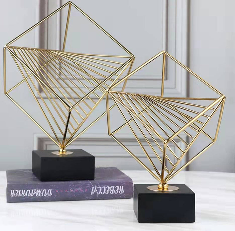 Anyhouz 40cm Rubik Cube Tabletop Home Decor Metal Ornaments with Marble Base