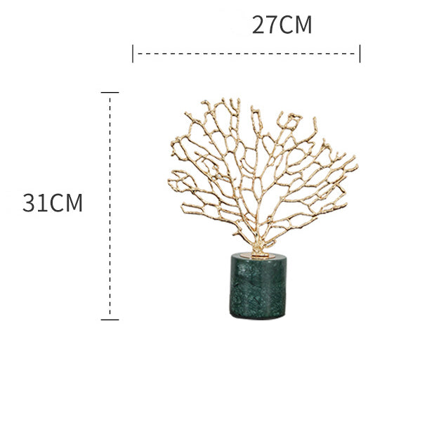 ANYHOUZ  31cm Tree Snowflake Tabletop Home Decor Modern Art Living Room Display House Decorative Crafts Metal Ornaments with Marble Base