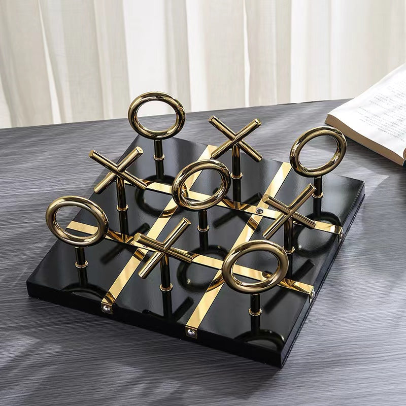ANYHOUZ Gold and Black Metal XO Board Tabletop Home Decor Modern Art Living Room Display House Decorative Crafts Metal Ornaments