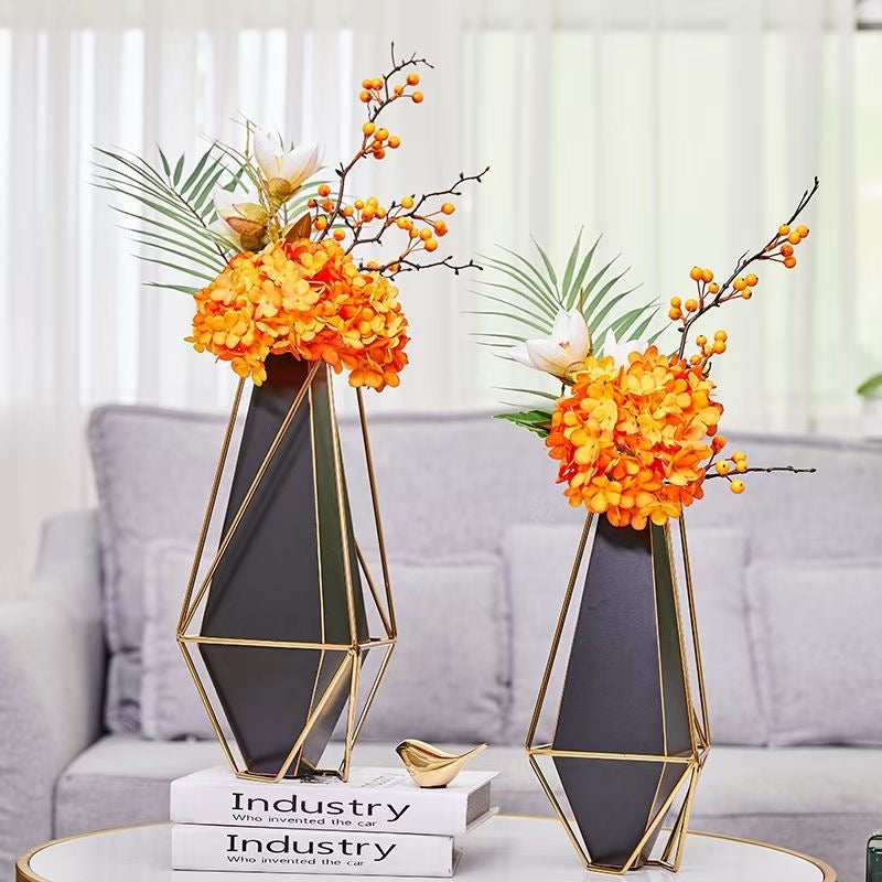 ANYDECO 34cm Gold Black Luxury Tabletop Home Decor Modern Art Living Room Display House Decorative Crafts Metal Ornaments