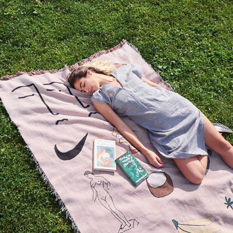 Anycozy Pink Hawaiian Tapestry Throw Blanket – Decorative Sofa Cover & Outdoor Leisure Mat