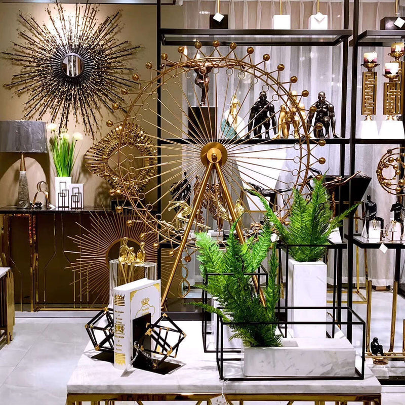 ANYHOUZ 12*20*25cm Modern Crystal Telescope Sculpture Tabletop Home Decor Modern Art Living Room Display House Decorative Crafts Metal Ornaments