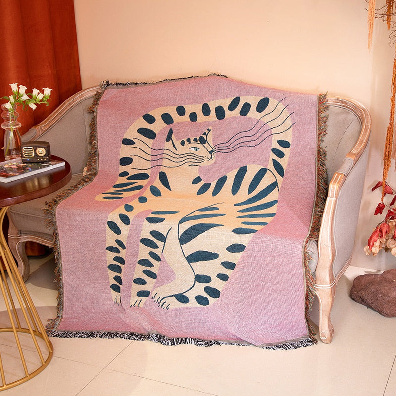 Anycozy Pink Cat Throw Blanket Sofa Bed Cover Home Decor Tapestry