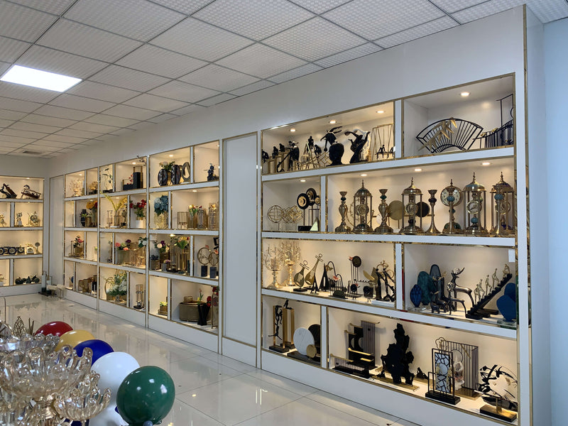 ANYHOUZ 13*28.5*30cm Modern Crystal Telescope Sculpture Tabletop Home Decor Modern Art Living Room Display House Decorative Crafts Metal Ornaments