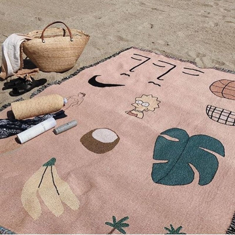 Anycozy Pink Hawaiian Tapestry Throw Blanket – Decorative Sofa Cover & Outdoor Leisure Mat