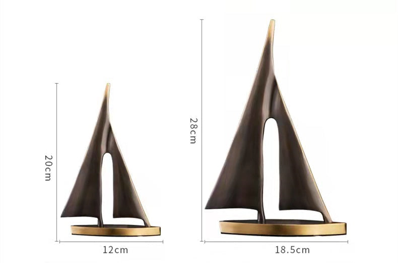 ANYHOUZ 28cm Gold Sailing Ship Metal Crafts Tabletop Home Decor Modern Art Living Room Display House Decorative Crafts Metal Ornaments