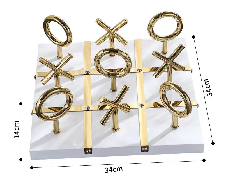 ANYHOUZ Gold and White Metal XO Board Tabletop Home Decor Modern Art Living Room Display House Decorative Crafts Metal Ornaments