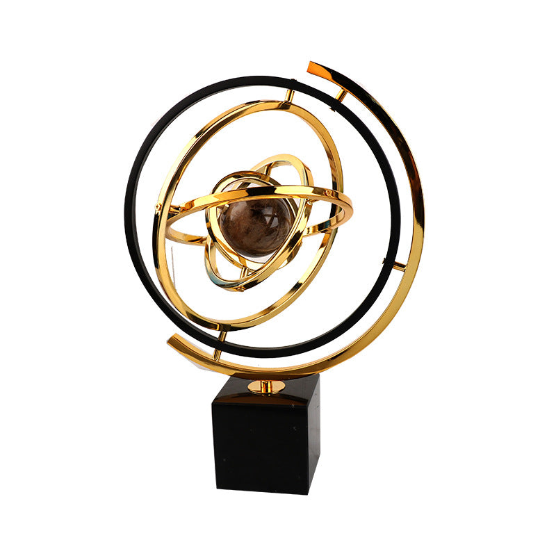 ANYHOUZ 43cm Metal Globe Tabletop Home Decor Modern Art Living Room Display House Decorative Crafts Ornament