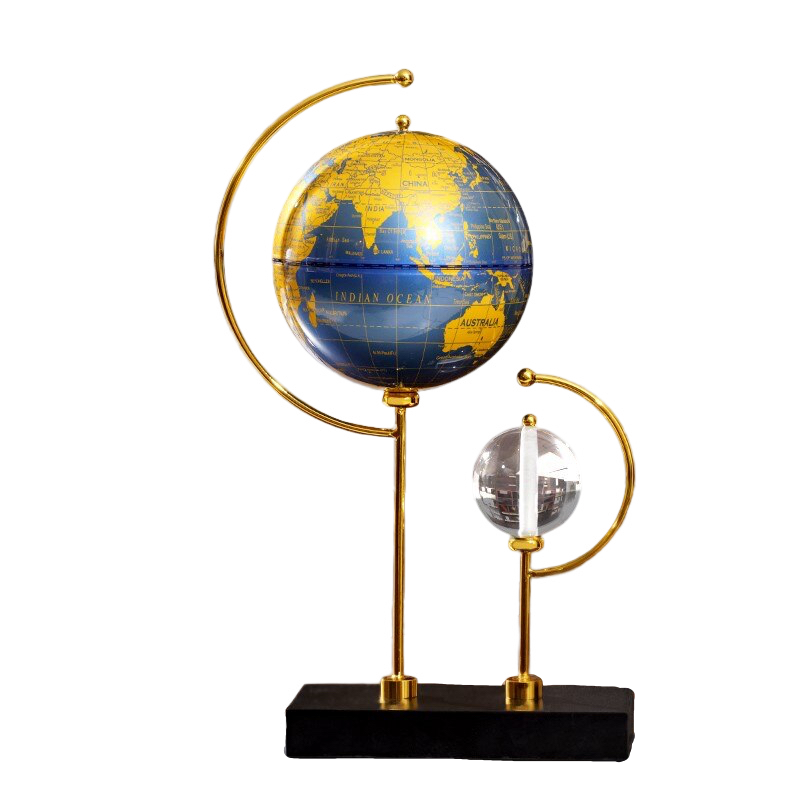 ANYHOUZ 18*37cm Creative Globe Desktop Ornaments Tabletop Home Decor Modern Art Living Room Display House Decorative Crafts Metal Ornaments