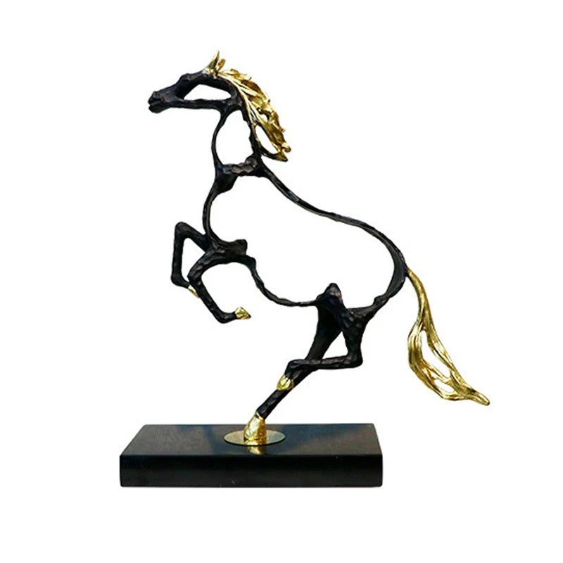 ANYHOUZ 38cm Metal Weaving Hollow Gold Horse Statue Tabletop Home Decor Modern Art Living Room Display House Decorative Crafts Metal Ornaments