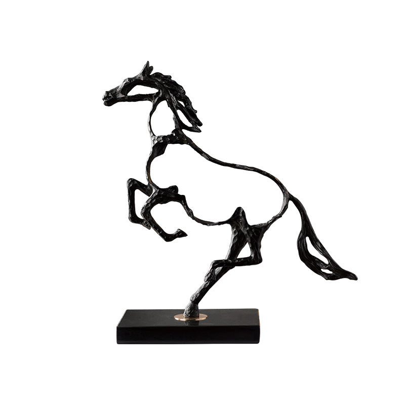 ANYHOUZ 38cm Metal Weaving Hollow Gold Horse Statue Tabletop Home Decor Modern Art Living Room Display House Decorative Crafts Metal Ornaments