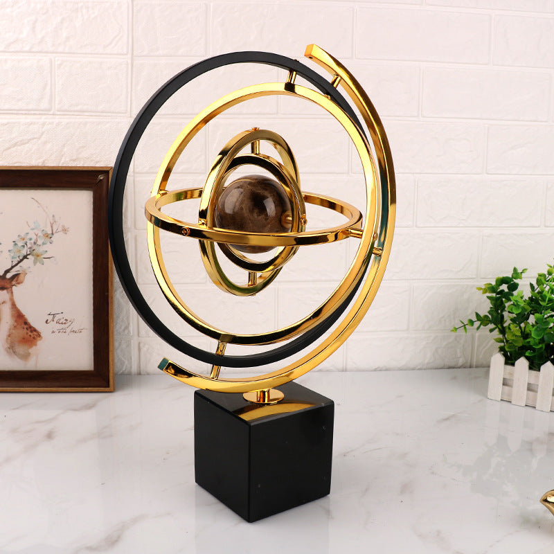 ANYHOUZ 43cm Metal Globe Tabletop Home Decor Modern Art Living Room Display House Decorative Crafts Ornament