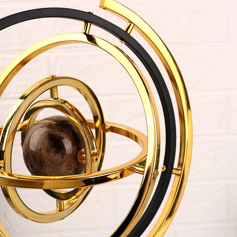 ANYHOUZ 43cm Metal Globe Tabletop Home Decor Modern Art Living Room Display House Decorative Crafts Ornament