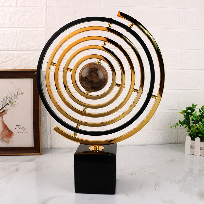 ANYHOUZ 43cm Metal Globe Tabletop Home Decor Modern Art Living Room Display House Decorative Crafts Ornament