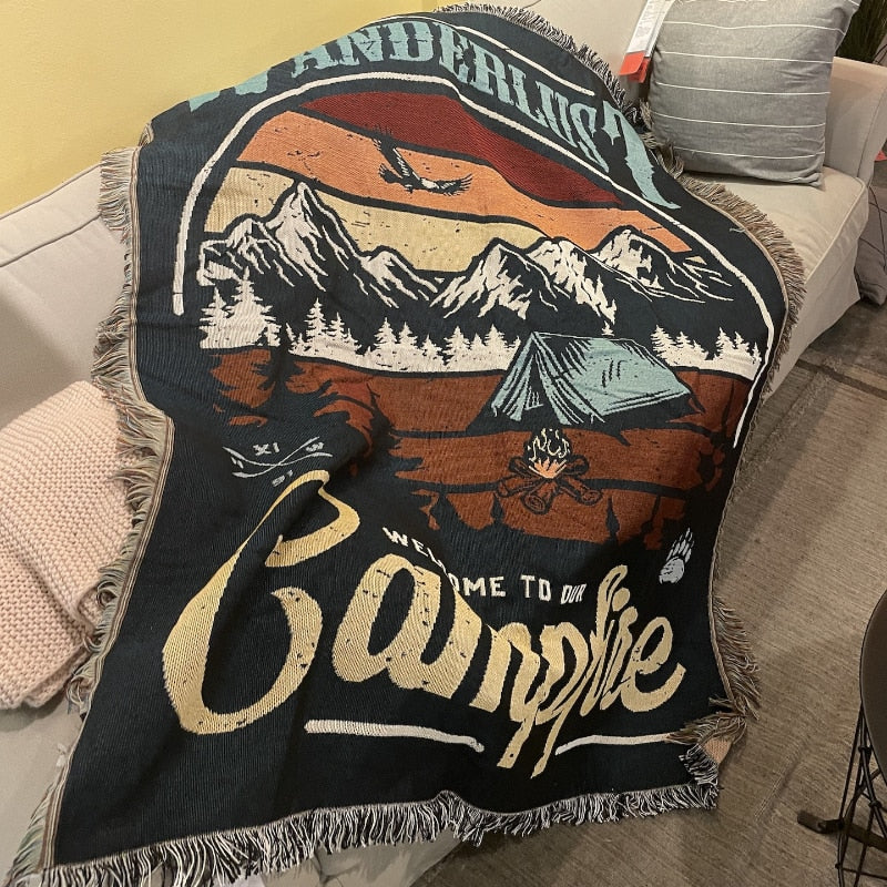 Anycozy Wanderlust Campfire Throw Blanket Sofa Couch Bed Cover