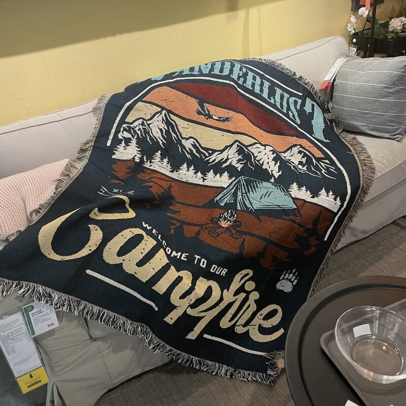 Anycozy Wanderlust Campfire Throw Blanket Sofa Couch Bed Cover