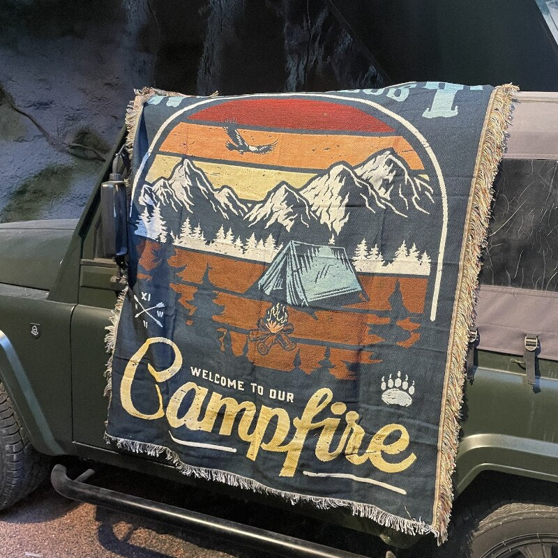 Anycozy Wanderlust Campfire Throw Blanket Sofa Couch Bed Cover