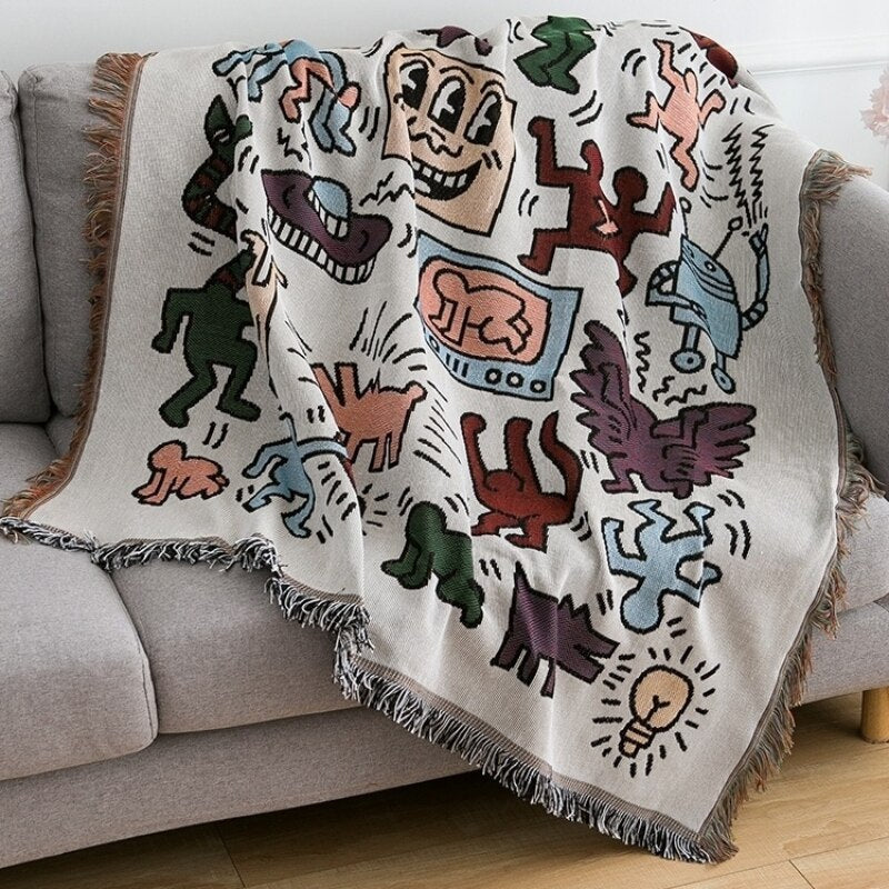 Anycozy Jacquard Jigsaw Throw Blanket Sofa Bed Cover Tapestry