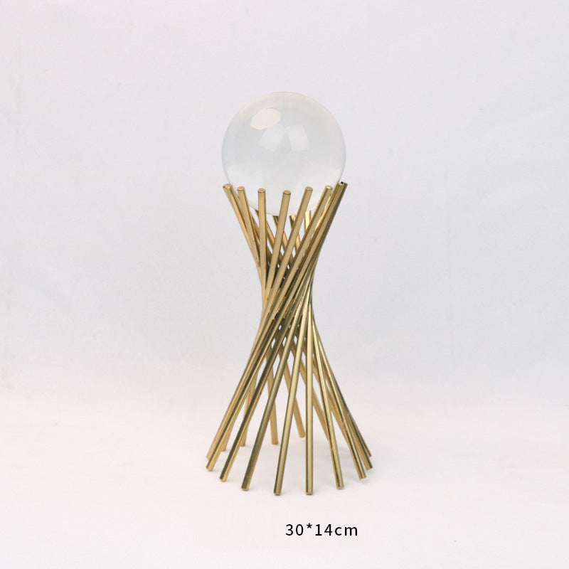 ANYHOUZ 30cm Crystal Ball Tabletop Home Decor Modern Art Living Room Display House Decorative Crafts Metal Ornaments
