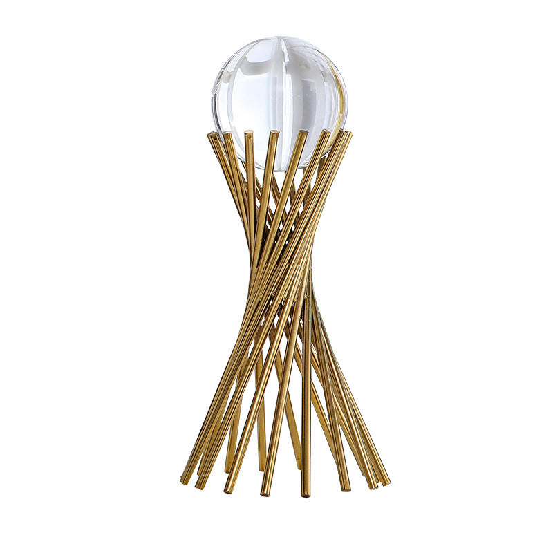 ANYHOUZ 30cm Crystal Ball Tabletop Home Decor Modern Art Living Room Display House Decorative Crafts Metal Ornaments