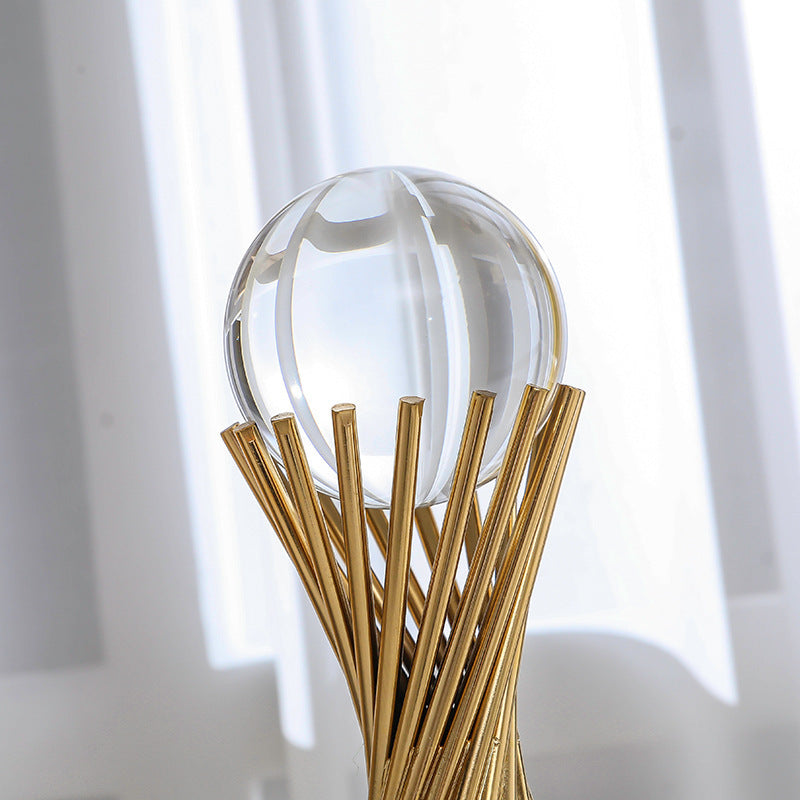 ANYHOUZ 34cm Crystal Ball Tabletop Home Decor Modern Art Living Room Display House Decorative Crafts Metal Ornaments