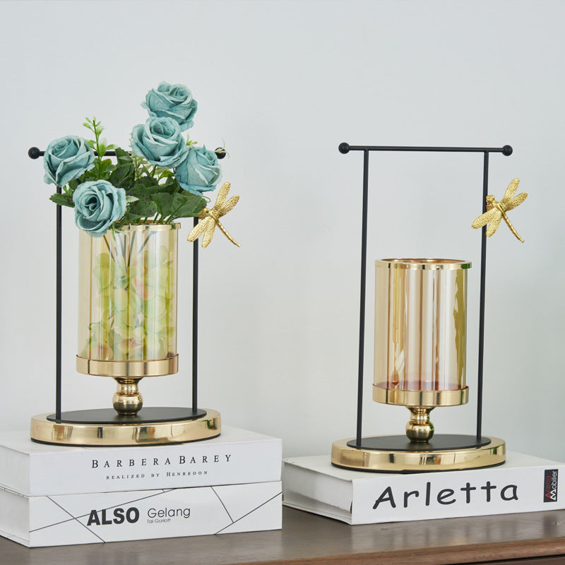 ANYDECO 29cm Candle Holder Flower Vase Tabletop Home Decor Modern Art Living Room Display House Decorative Crafts Ornaments with Metal Base