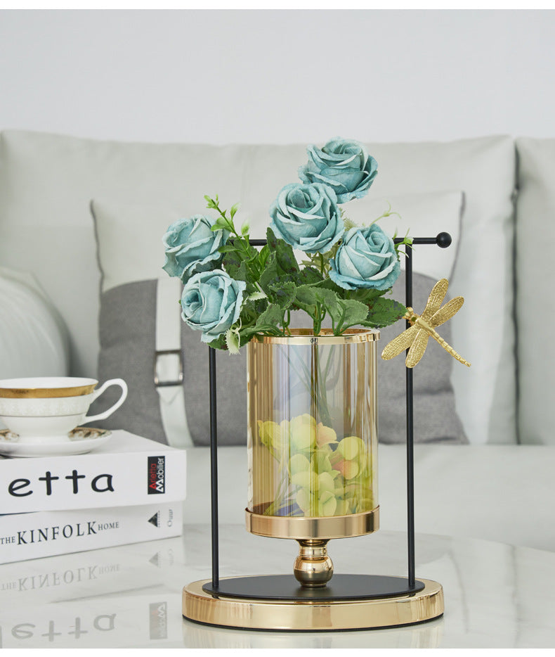 ANYDECO 29cm Candle Holder Flower Vase Tabletop Home Decor Modern Art Living Room Display House Decorative Crafts Ornaments with Metal Base