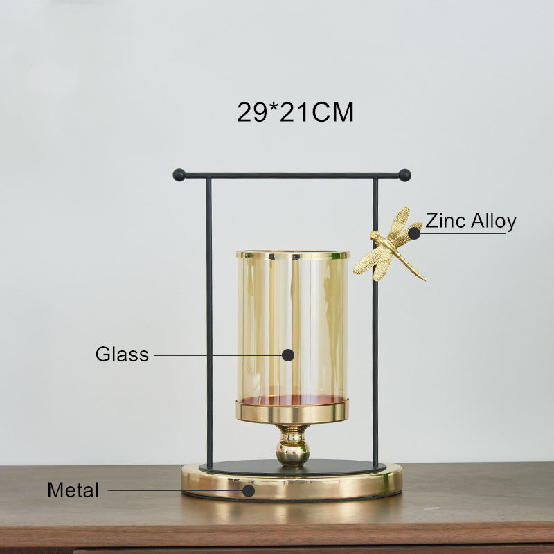 ANYDECO 29cm Candle Holder Flower Vase Tabletop Home Decor Modern Art Living Room Display House Decorative Crafts Ornaments with Metal Base